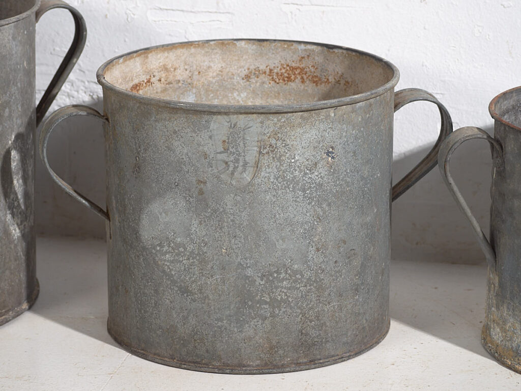 Cubos antiguos metal galvanizado (c.1920). Conjunto de 3 piezas #3