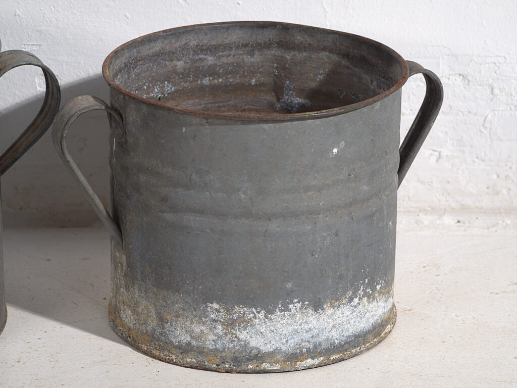 Cubos antiguos metal galvanizado (c.1920). Conjunto de 3 piezas #3