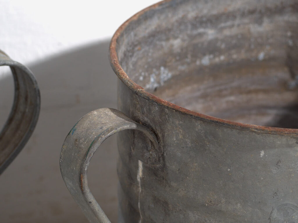 Cubos antiguos metal galvanizado (c.1920). Conjunto de 3 piezas #3