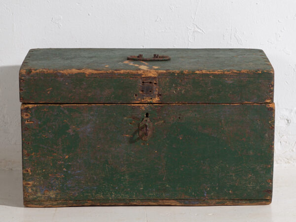 Cofre militar antiguo de color verde (c.1910) #1