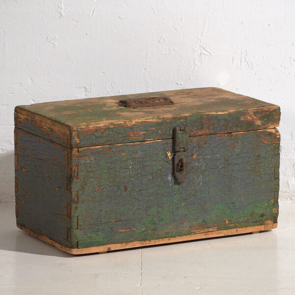 Cofre militar antiguo de pátina color verde (c.1910) #67