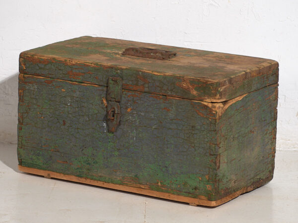 Cofre militar antiguo de pátina color verde (c.1910) #67