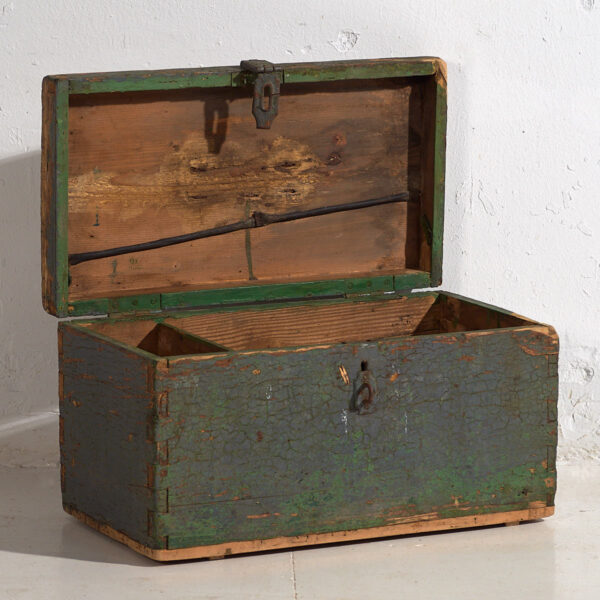 Cofre militar antiguo de pátina color verde (c.1910) #67