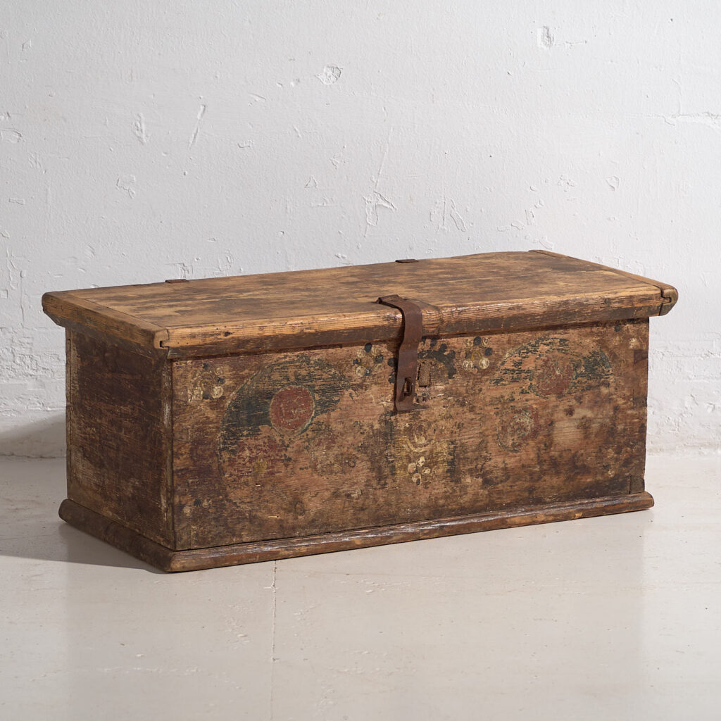 Ancien coffre peint à motifs floraux (c.1900) #72