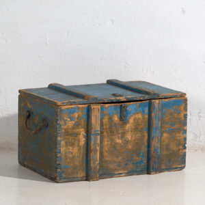 Antiguo cofre de estilo primitivo de color azul (c.1920) #14
