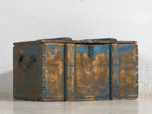 Antiguo cofre de estilo primitivo de color azul (c.1920) #14
