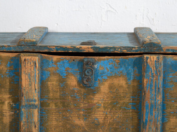 Ancien coffre bleu de style primitif (c.1920) #14