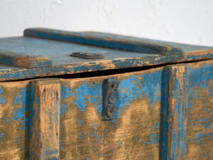 Antiguo cofre de estilo primitivo de color azul (c.1920) #14