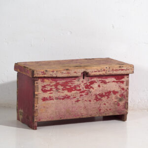 Cofre pequeño antiguo con pátina de color rojo (c.1920) #15