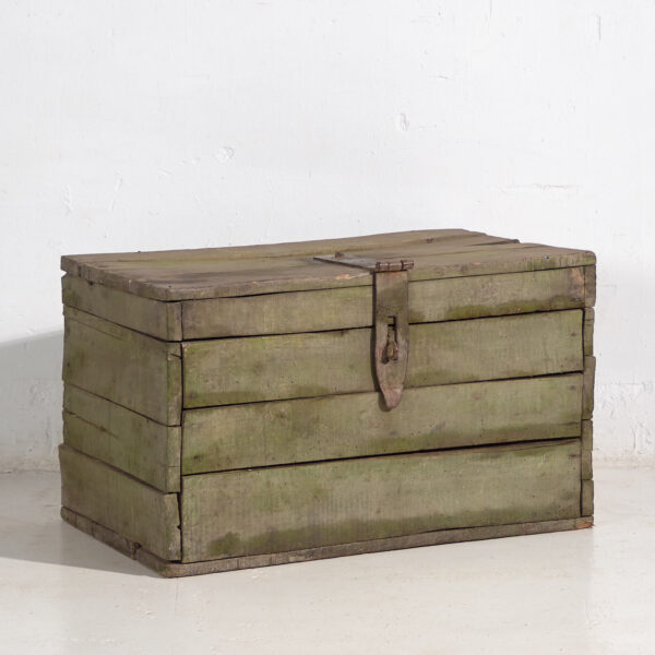 Cofre verde antiguo de estilo primitivo (c.1920) #21
