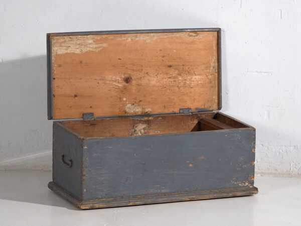 Baúl pequeño antiguo de color azul (c.1920) #35