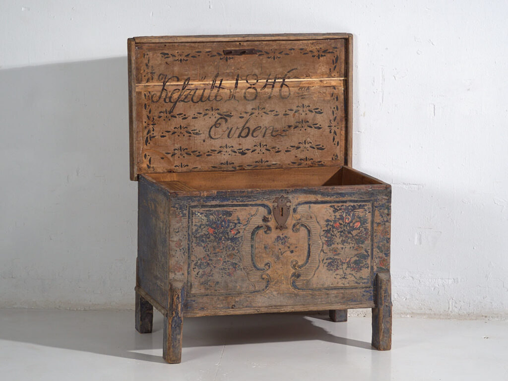Antique hand painted wedding chest (Year 1846) #37