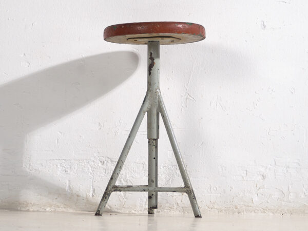 Industrial style round metal stool (c.1950) #9