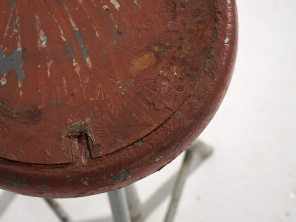 Industrial style round metal stool (c.1950) #9