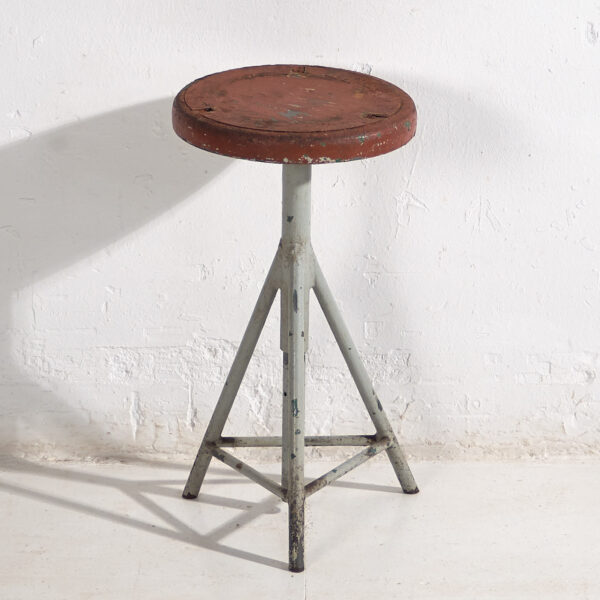 Industrial style round metal stool (c.1950) #9