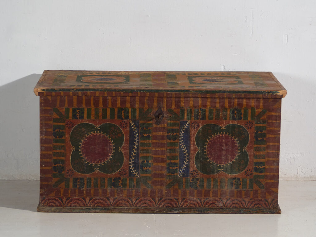 Grande malle ancienne peinte à la main (c.1900) #50
