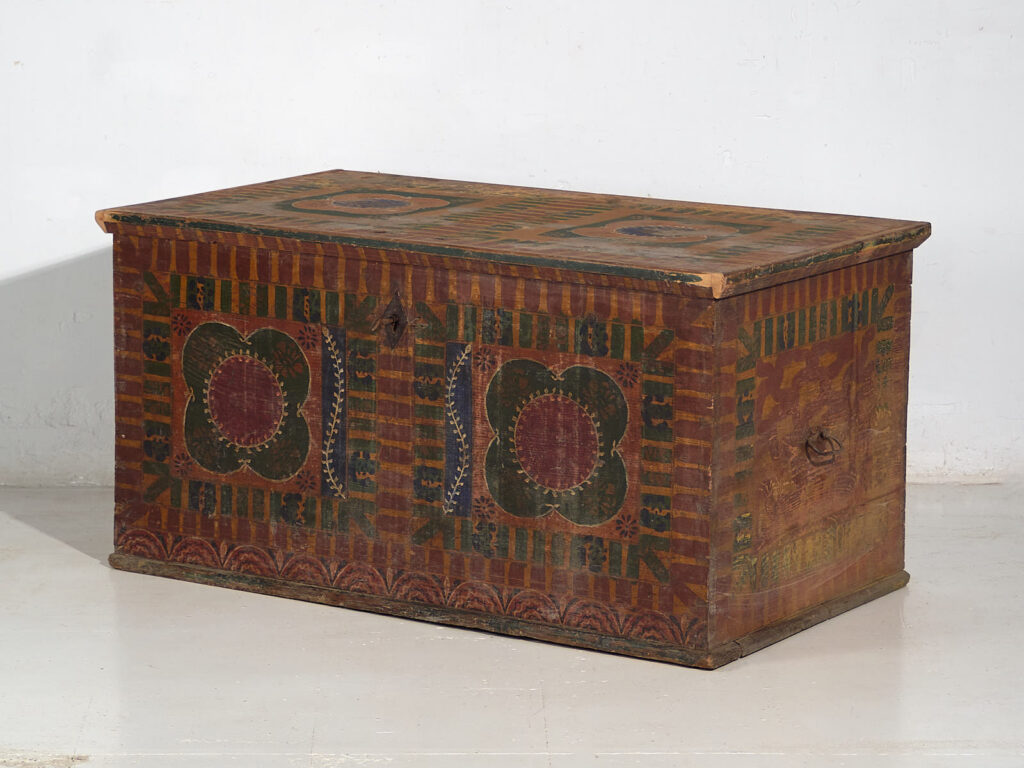 Grande malle ancienne peinte à la main (c.1900) #50