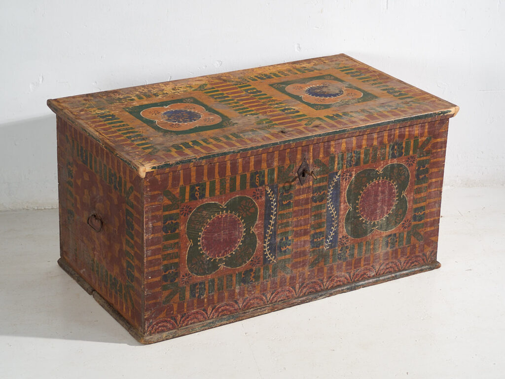 Grande malle ancienne peinte à la main (c.1900) #50