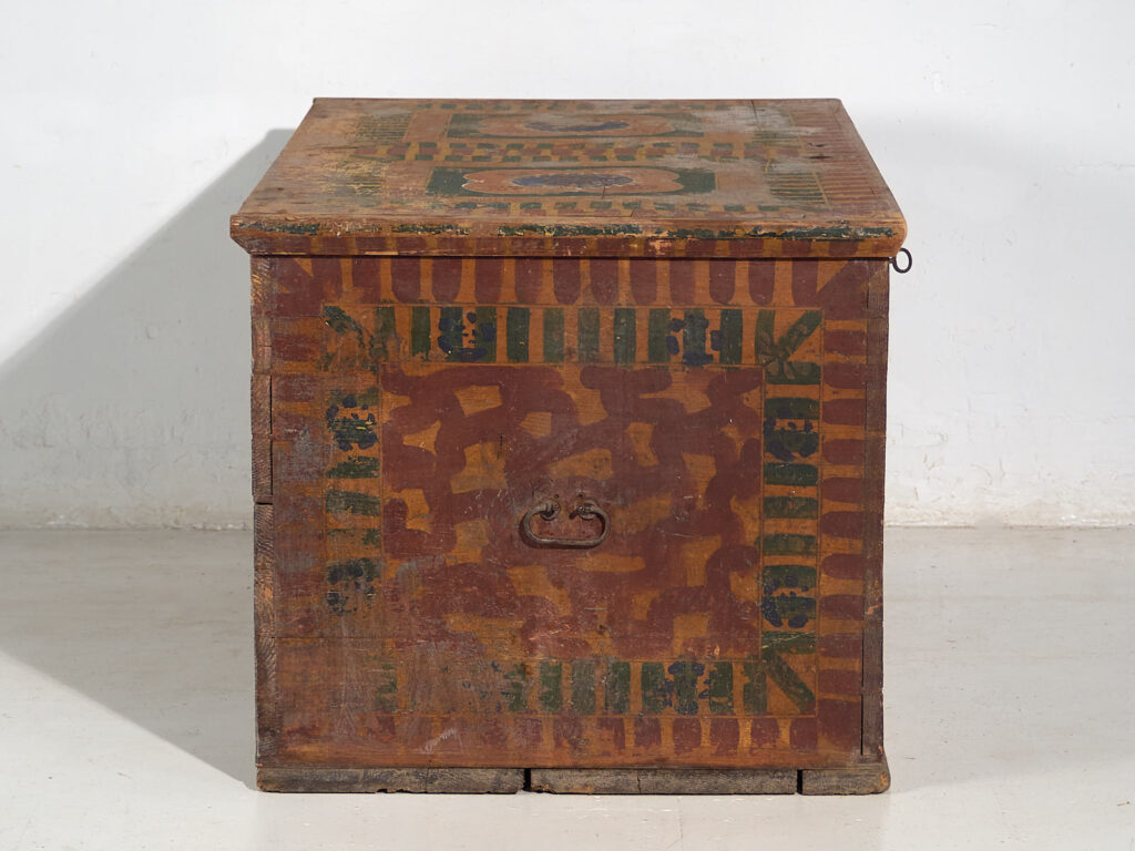 Grande malle ancienne peinte à la main (c.1900) #50