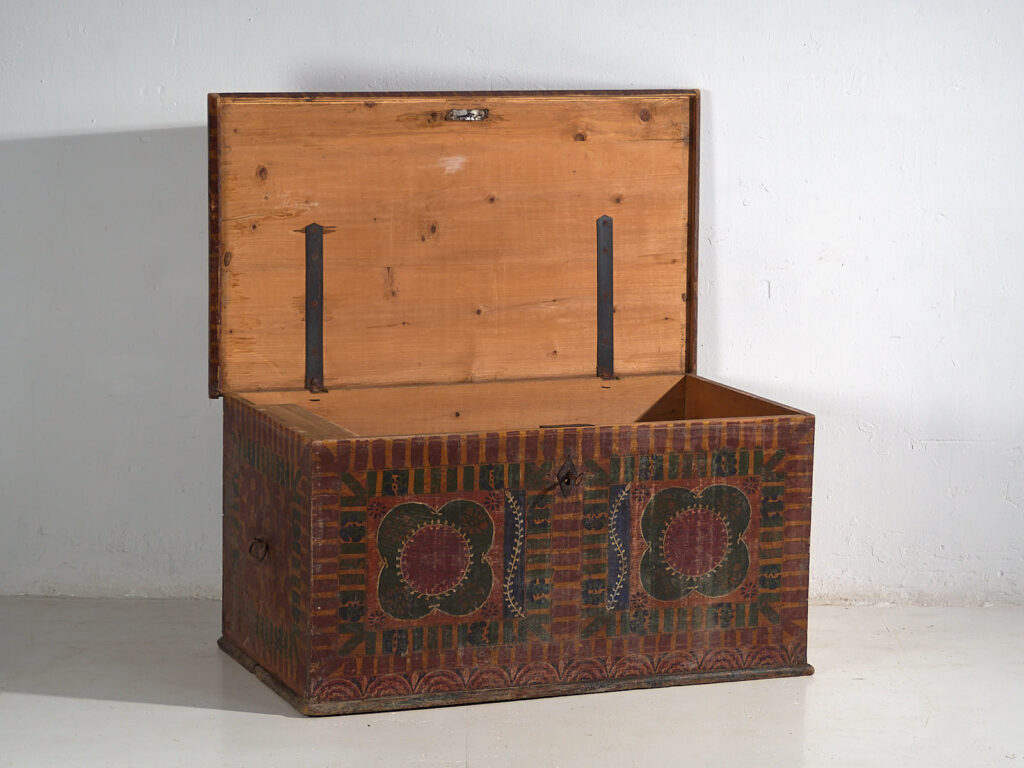 Grande malle ancienne peinte à la main (c.1900) #50