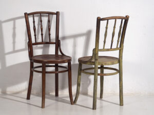 Sillas Thonet antiguas de colores (c.1920). Conjunto de 4 piezas #2