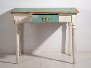 Antique side table with turquoise green patina (c.1920) #7