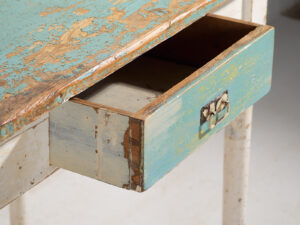 Antique side table with turquoise green patina (c.1920) #7