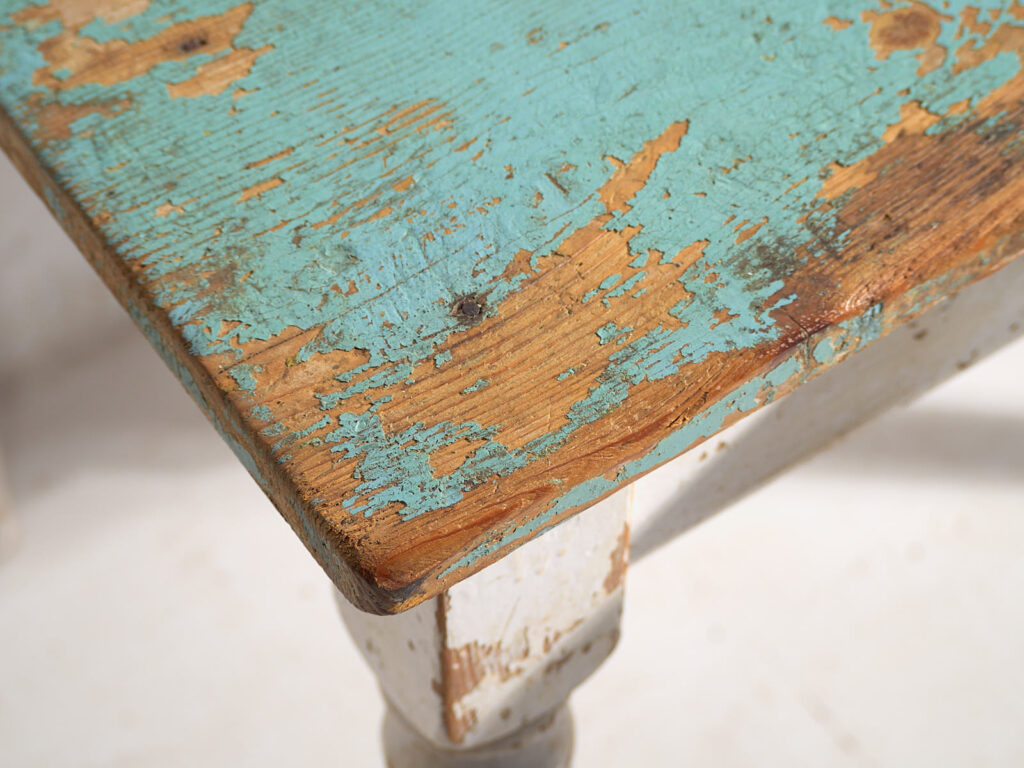 Antique side table with turquoise green patina (c.1920) #7