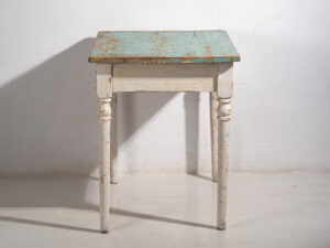 Antique side table with turquoise green patina (c.1920) #7