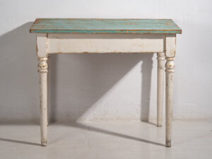 Antique side table with turquoise green patina (c.1920) #7