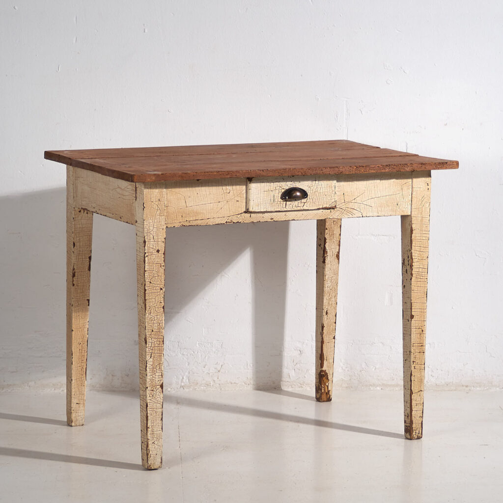Ancienne table en bois massif blanc (c.1920) #8
