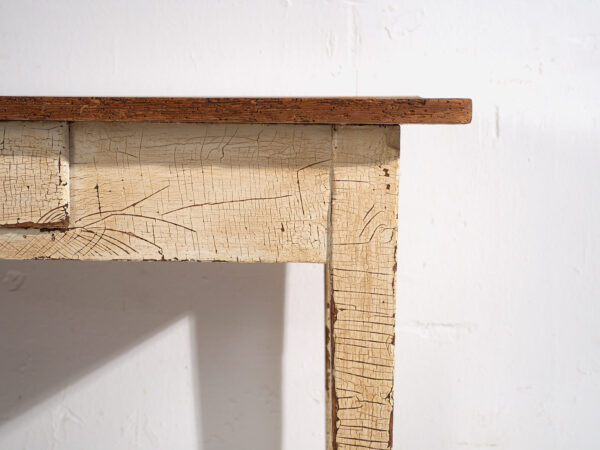 Mesa blanca antigua de madera maciza (c.1920) #8