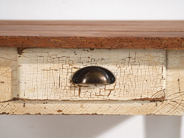 Mesa blanca antigua de madera maciza (c.1920) #8