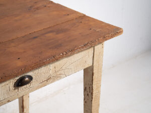 Ancienne table en bois massif blanc (c.1920) #8