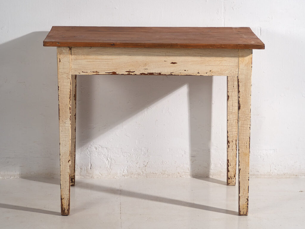 Ancienne table en bois massif blanc (c.1920) #8