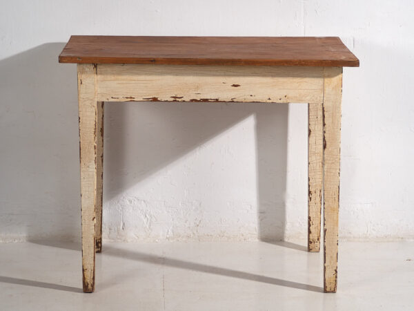 Mesa blanca antigua de madera maciza (c.1920) #8