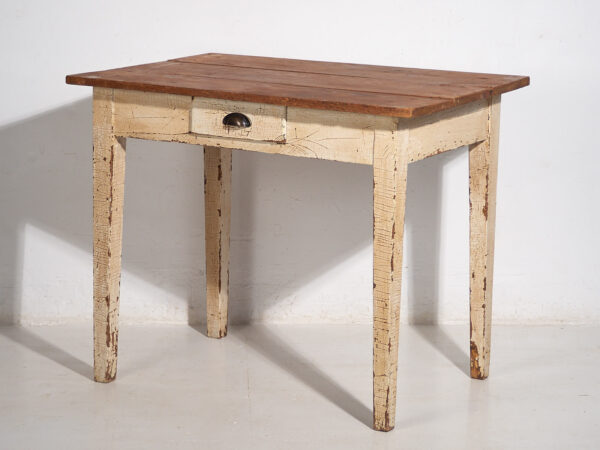 Mesa blanca antigua de madera maciza (c.1920) #8