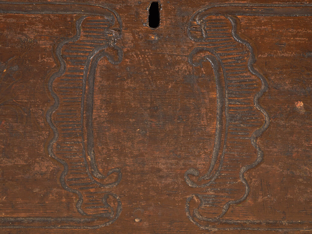 Baúl antiguo de madera maciza fechado Año 1836 #13