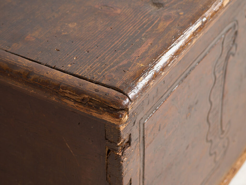 Baúl antiguo de madera maciza fechado Año 1836 #13
