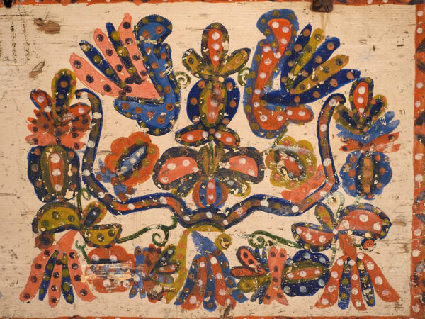 Antiguo baúl pintado a mano de estilo folclórico (c.1880) #14