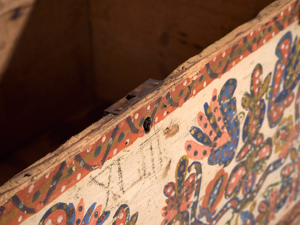 Antique hand painted folk style trunk (c.1880) #14