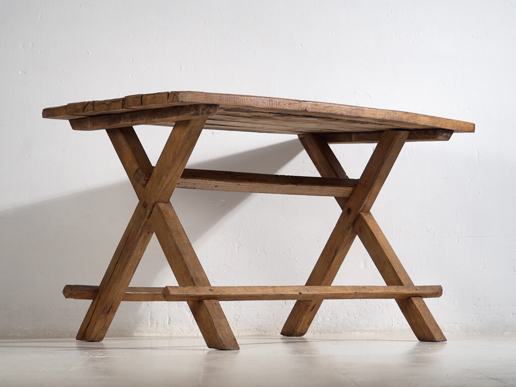 Mesa de comedor antigua en forma de X (c.1920) #16