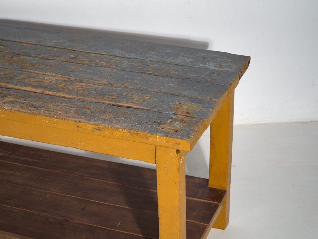 Mesa larga antigua con bandeja inferior (c.1920) #17