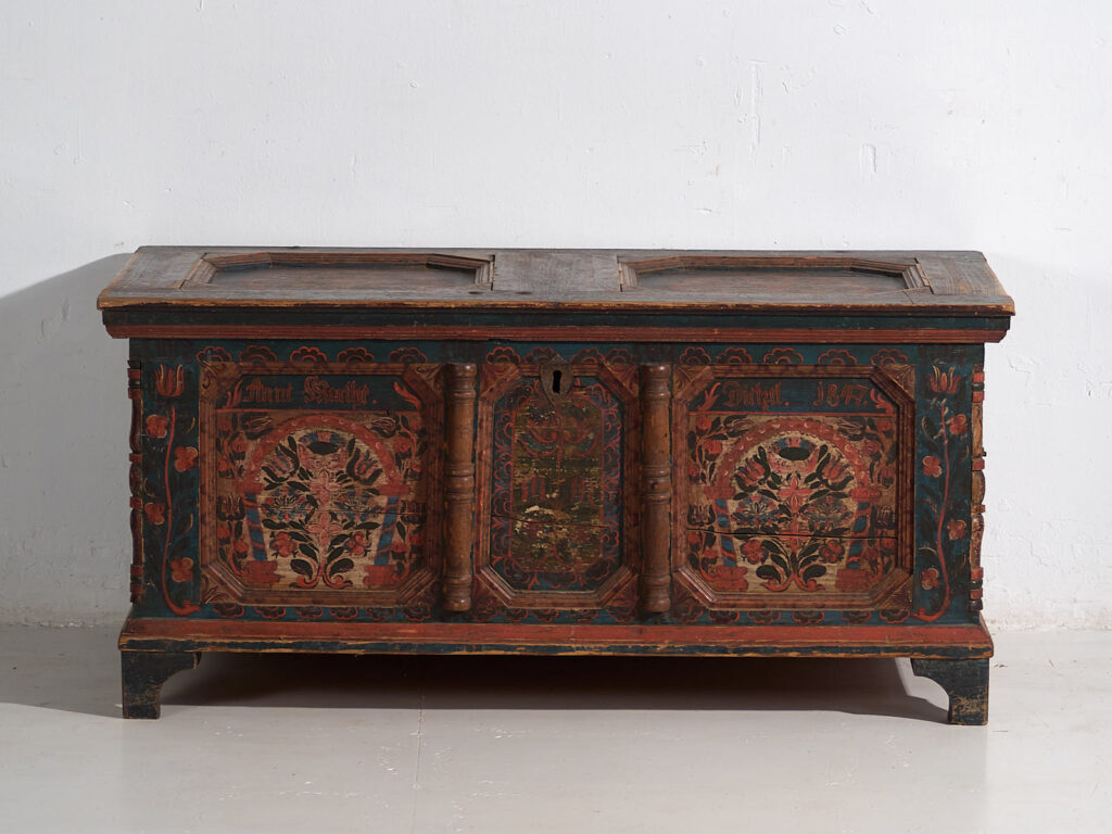 Antique hand painted trunk dated 1847 #22