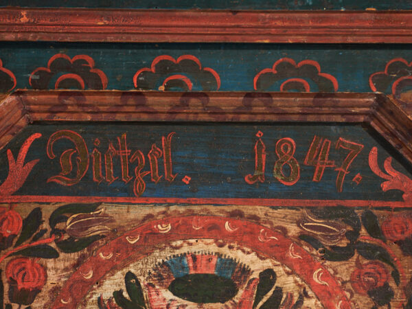 Baúl antiguo pintado a mano fechado Año 1847 #22