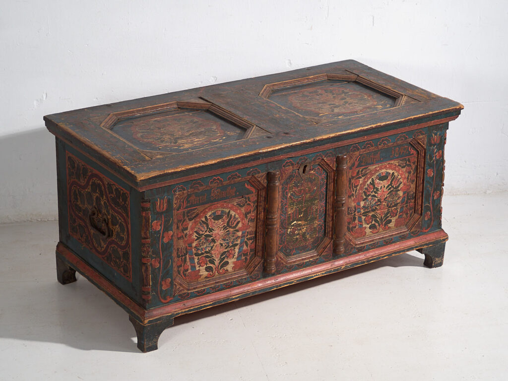 Antique hand painted trunk dated 1847 #22