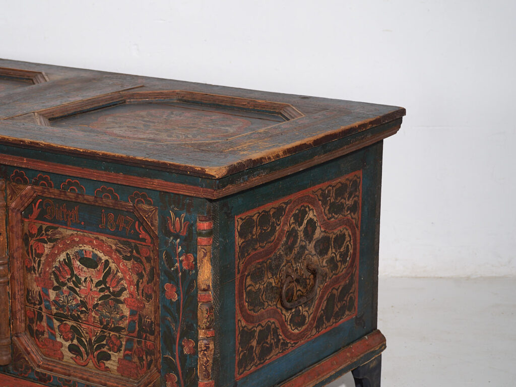 Antique hand painted trunk dated 1847 #22