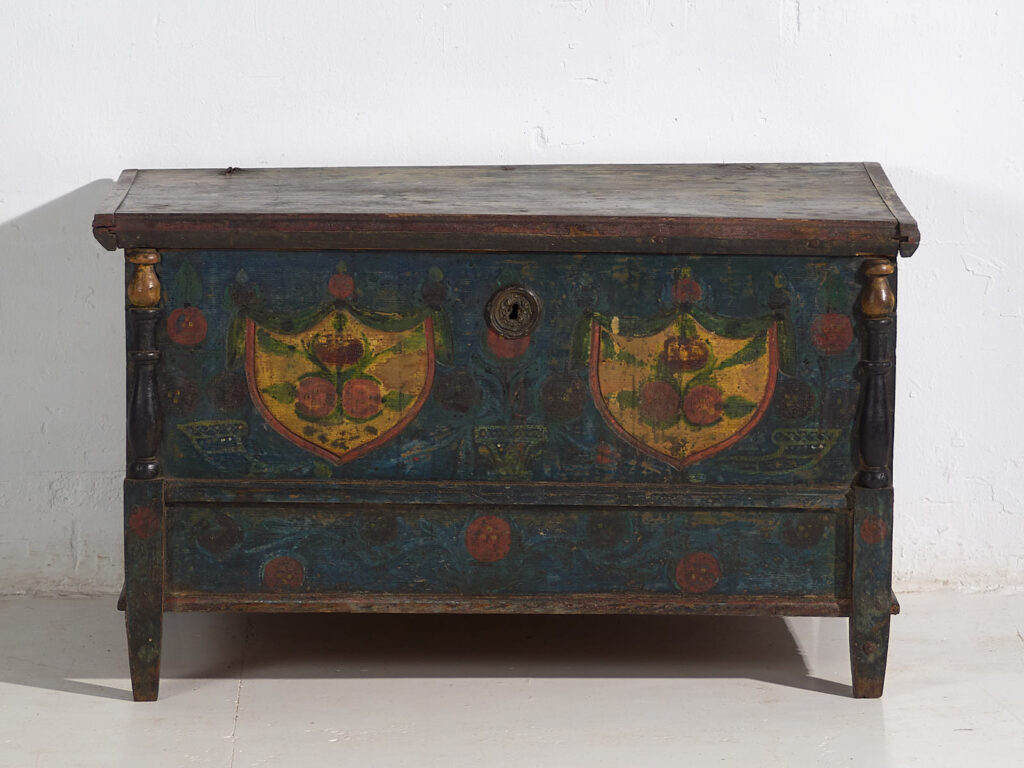 Malle ancienne peint à la main - Europe centrale (vers 1850)