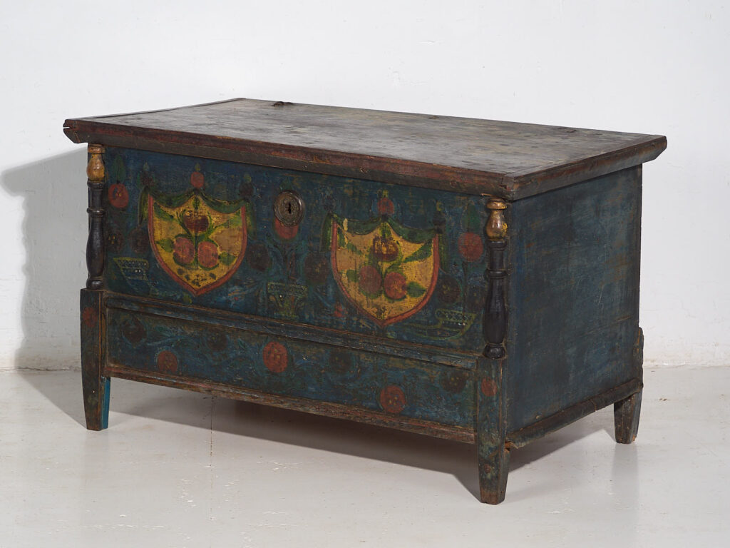 Malle ancienne peint à la main - Europe centrale (vers 1850)