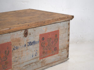 Antique gray trunk with floral details dated 1878 #26